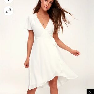 Lulus Rise to the Occasion White Midi Wrap Dress